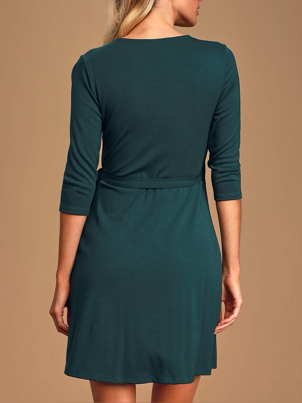NWT Lulus All At Once Forest Green Three-Quarter Sleeve Wrap
Dress - Picture 2 of 5
